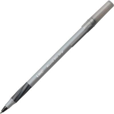 BIC Round Stic Grip Xtra Comfort Black Ballpoint Pens, Medium Point, 12-Count - Image 4