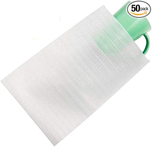 50 Pack Thickened Foam Pouches 7.5x12 Inch, Glass & Mug Cushion Foam Wraps by ALIN