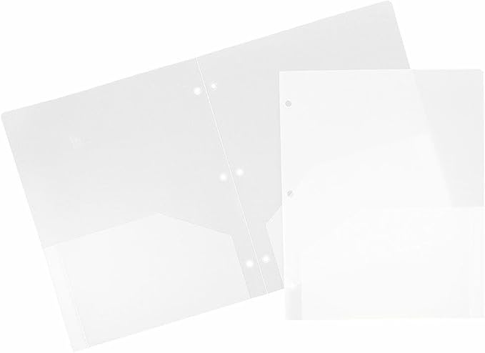 JAM PAPER Heavy Duty Plastic 3 Hole Punch Pocket Folders by JAMPaper