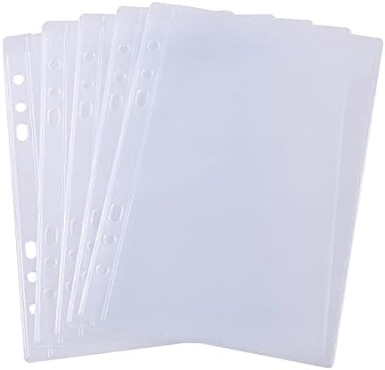10 Pack A5 Size Plastic Binder Pockets, 6 Holes Waterproof PVC Folders Loose by BAOFALI