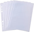 10 Pack A5 Size Plastic Binder Pockets, 6 Holes Waterproof PVC Folders Loose by BAOFALI