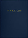 LUXPaper 9" x 12" Tax Return Folders | Two Pocket | Nautical Blue Linen | Gold by LUXPaper