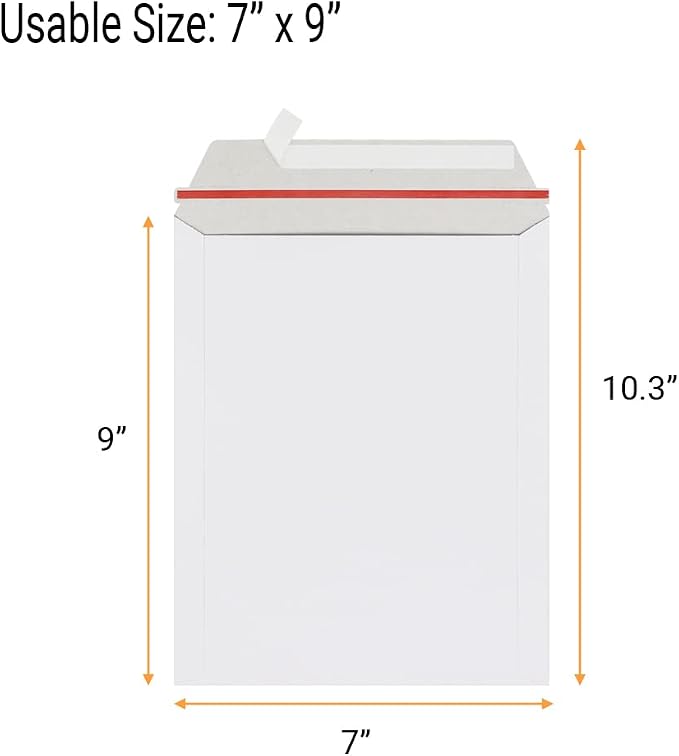 zmybcpack 100 Pack 7x9 inch Rigid Mailer Self Seal Photo Document Mailers - Image 2