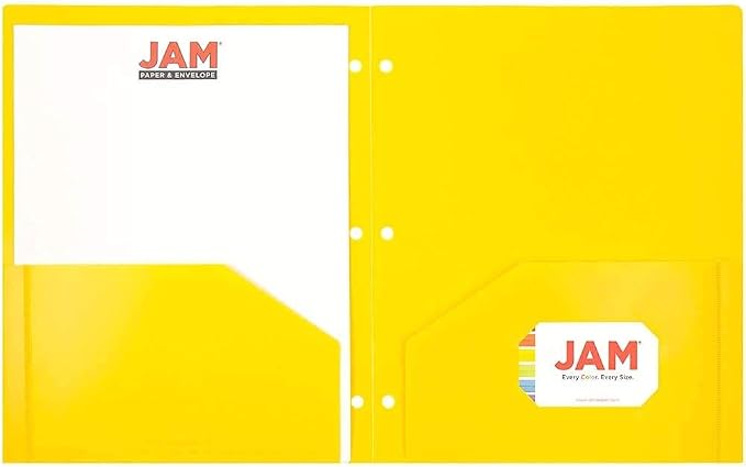 JAM PAPER Heavy Duty Plastic 3 Hole Punch Pocket Folders - Image 5