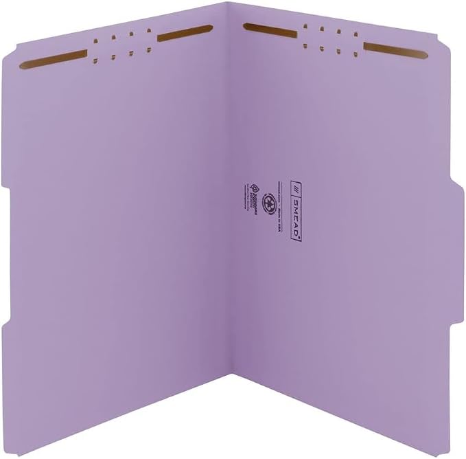 Smead Fastener File Folder, 2 Fasteners, Reinforced 1/3-Cut Tab, Letter Size by SMEAD