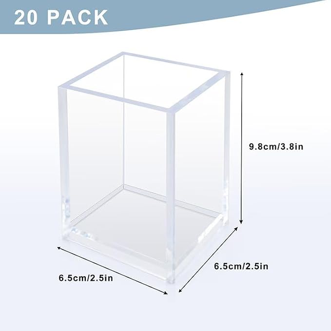 20 Pack Clear Acrylic Pen Holders, Bulk Pencil Cup Desk Organizers | Bulk Clear - Image 3