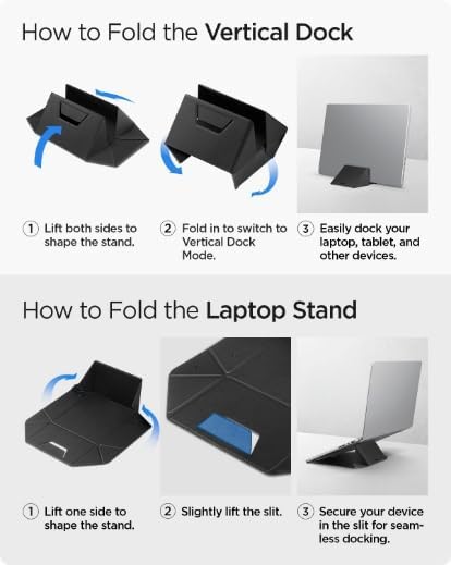 Spigen Slim Fold Portable Vertical Laptop Stand Dock Foldable Ergonomic Angle - Image 6