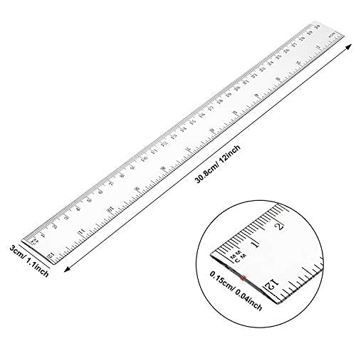 Eboot 20 Pack 12 Inch Clear Plastic Rulers Bulk, Easy-to-Read Straight Edge - Image 2