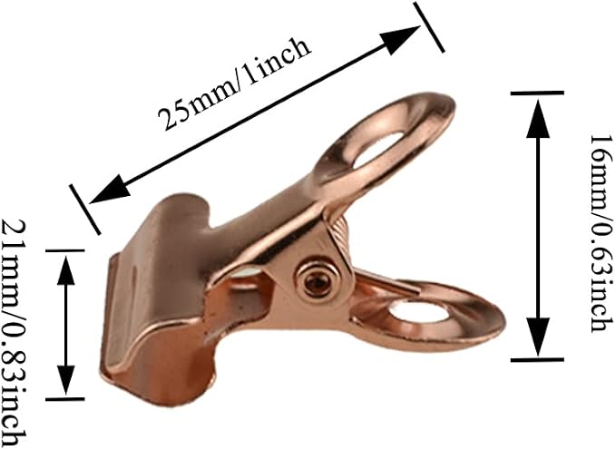 HAHIYO 0.87inch Rose Gold Bulldog Clips Metal File Hinge Binder Clips Clamps - Image 2
