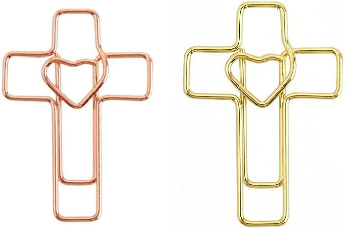OWLFAVO 40pcs Cross Heart Shape Paper Clips by OWLFAVO