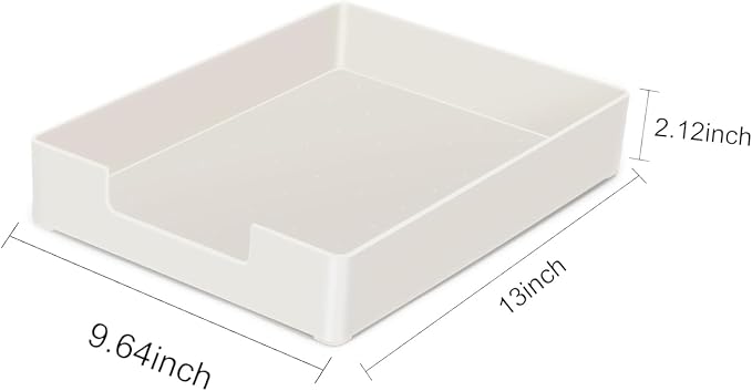 Stackable Letter Tray, 2 Pack Off-White, Desk Organizer | Plastic stackable - Image 3