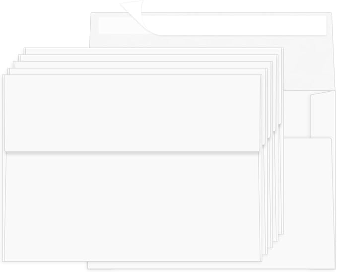 100 Packs White 4x6 Envelopes for Invitation Card, A6 Small Envelopes Self Seal by Ouzoustate