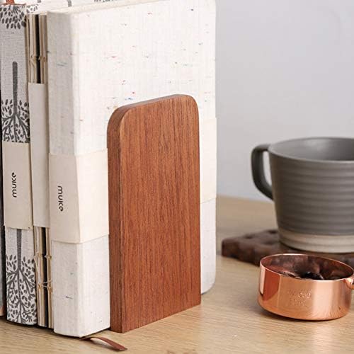 Muso Wood Book Ends for Shelves, Non-Slip Bookends, Heavy Duty Wooden Bookend - Image 4