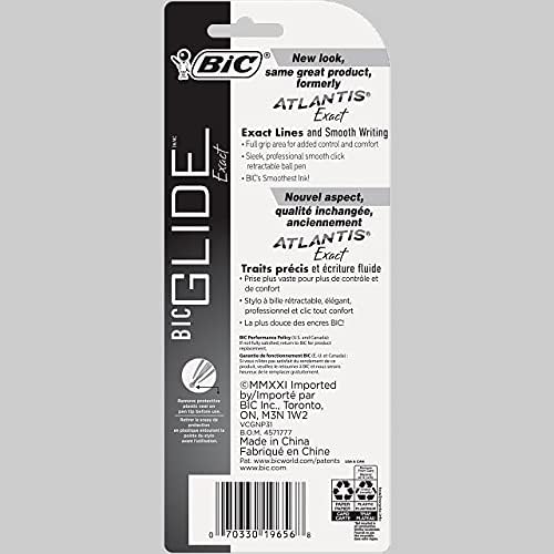 BIC Glide Exact Retractable Ball Point Pen, Fine Point, Precise Lines - Image 2
