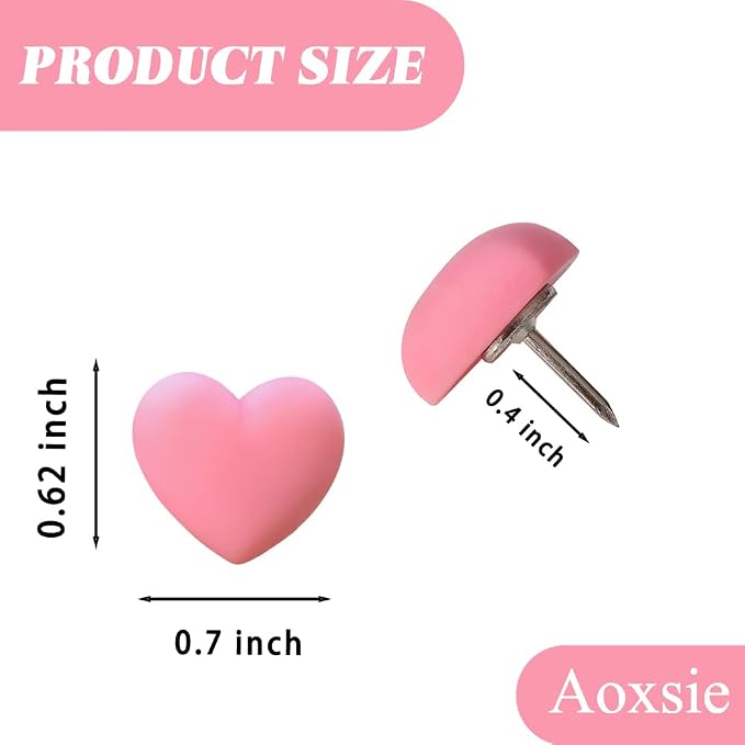 28pcs Decorative Cute Push Pins Heart Dark Red Thumbtacks Thumb Tacks Pushpins - Image 2
