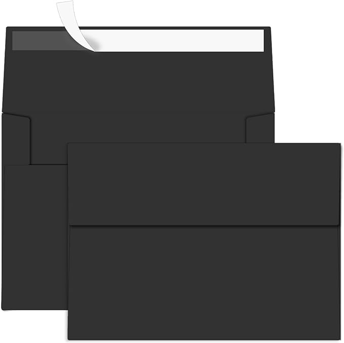 100 Packs Black 5x7 Envelopes, A7 Envelopes by Ouzoustate