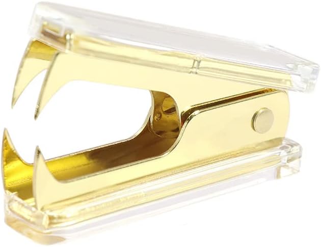 1PC Clear Yellow Gold Staples Remover Acrylic Luxury Yellow Golden Metal Body by MEIYITIAN