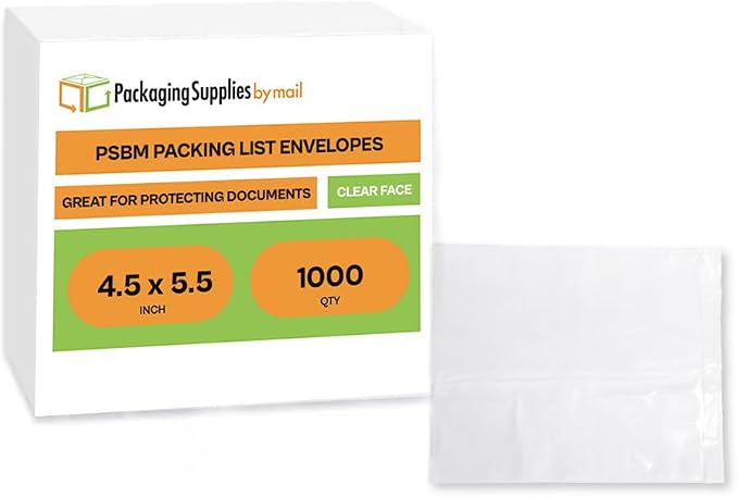 PSBM 1000 PCS 4.5 x 5.5 Inch Clear Blank Packing List Envelopes, Shipping - Image 2