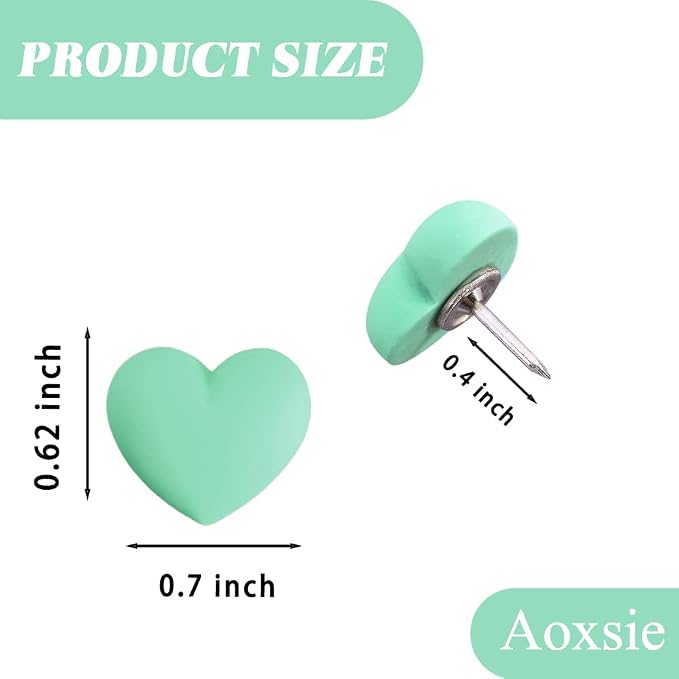 28pcs Decorative Cute Push Pins Heart Green Thumbtacks Thumb Tacks Pushpins - Image 2
