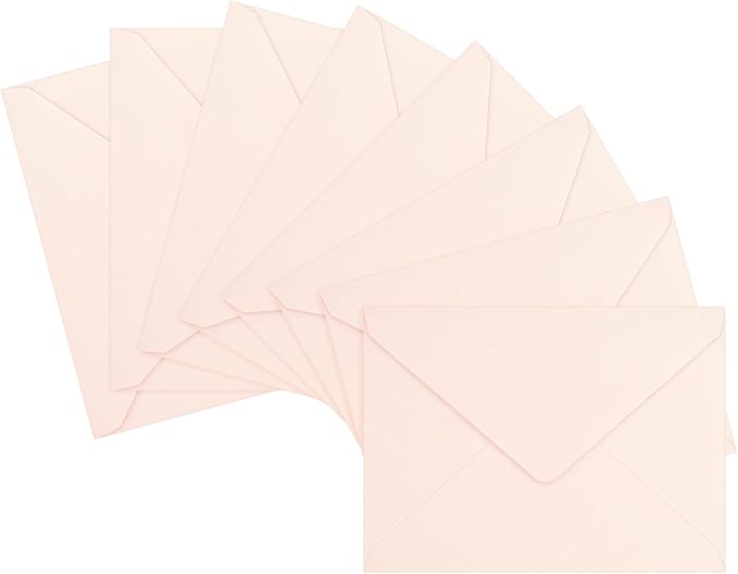 50 Pack A7 Envelopes, Blush Pink Greeting Card Envelopes Self Seal, 5.24 x 7.24 by LIKAJON