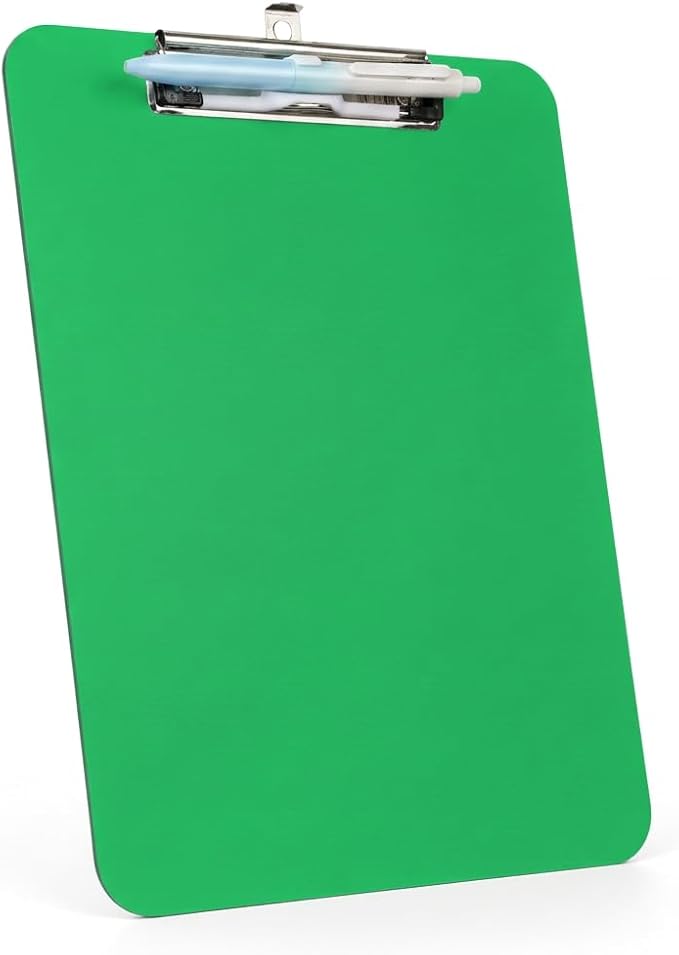 Green Clipboard with Pen Holder, Plastic Clipboard Standard Letter A4 Size by TFDLCGzm