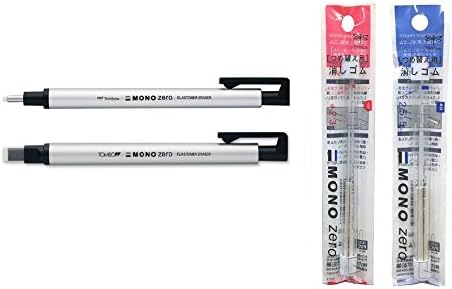 Tombow Mono Zero Eraser Set Includes Round & Square Eraser Holders & Refills by Tombow