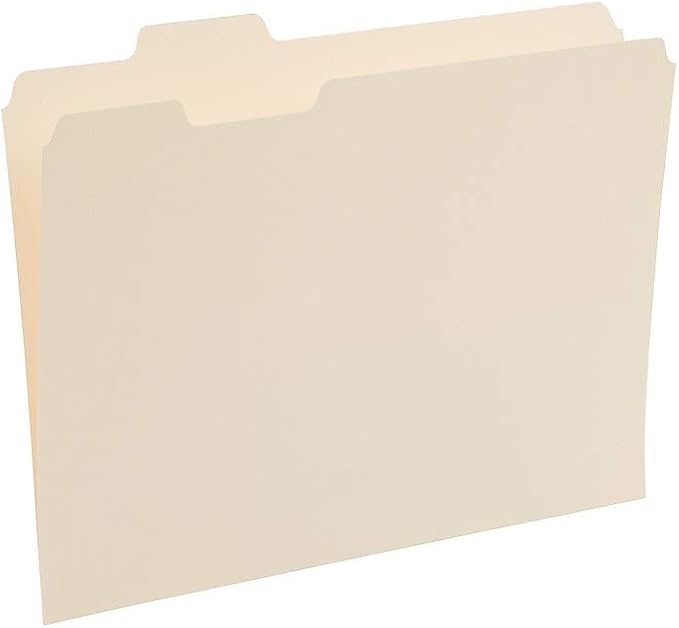 Staples File Folders, Letter Size, 1/5‑Cut Tabs, Durable Paper Stock by Staples