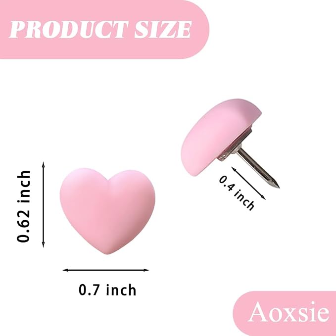 28pcs Decorative Cute Push Pins Heart Pink Thumbtacks Thumb Tacks Pushpins - Image 2