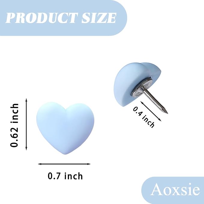 28pcs Decorative Cute Push Pins Heart Blue Thumbtacks Thumb Tacks Pushpins - Image 2