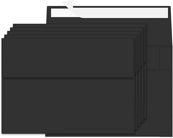 100 Packs Black 4x6 Envelopes for Invitation Card, A6 Small Envelopes Self Seal by Ouzoustate