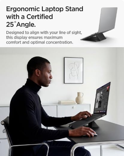 Spigen Slim Fold Portable Vertical Laptop Stand Dock Foldable Ergonomic Angle - Image 3
