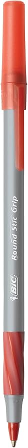 BIC Round Stic Grip Xtra Comfort Red Ballpoint Pens, Medium Point, Excellent - Image 3