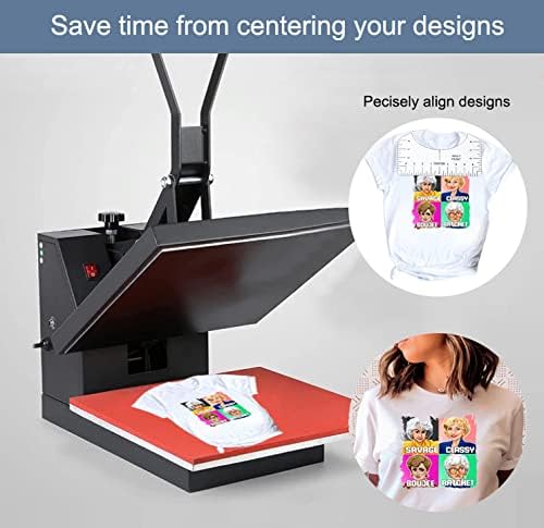 9Pcs Tshirt-Ruler Guide to Center Vinyl, Transparent V-Neck/Round PVC Ruler - Image 4