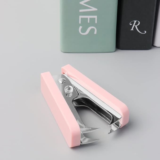 Staples Remover Pink crylic Luxury Silver Color Metal Body Staple Puller - Image 6