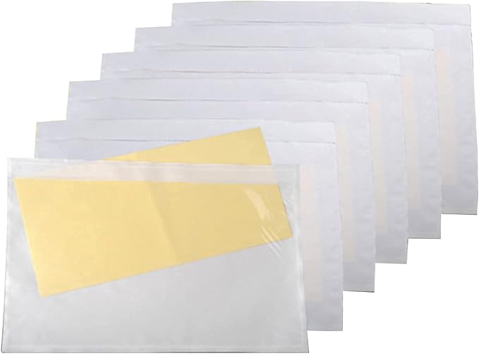 LabelMore 200 pcs 6" x 9" Clear Plastic Adhesive Packing List Envelope Mailing - Image 6