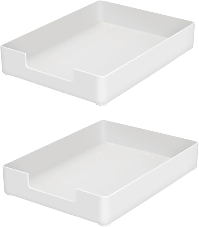Stackable Letter Tray, 2 Pack Off-White, Desk Organizer | Plastic stackable by RHONZHAO