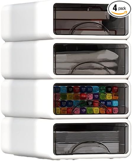 Desk Organizer with Drawers, Stackable Storage Drawers with Compartments by ZZFENGKR