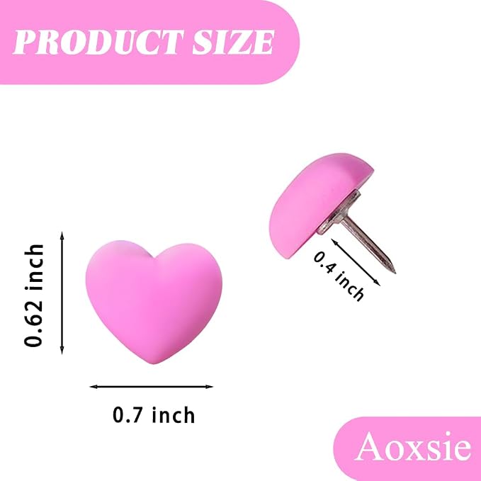 28pcs Decorative Cute Push Pins Heart Red Thumbtacks Thumb Tacks Pushpins - Image 2