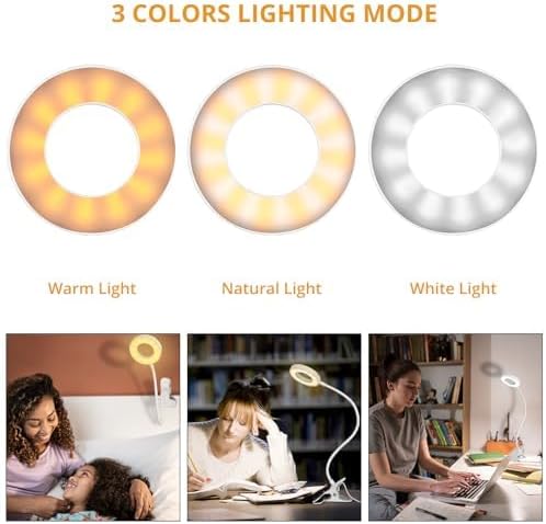 Woputne Desk Clip on Lamp for Reading Home Office, - Image 2