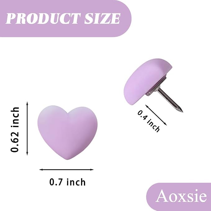 28pcs Decorative Cute Push Pins Heart Purple Thumbtacks Thumb Tacks Pushpins - Image 2