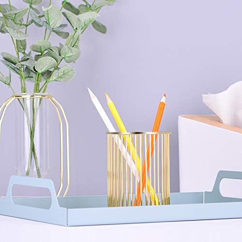 HSYMQ Gold Metal Pen Holder for Desk, Makeup Brushes Cup, Pencil Holders - Image 5