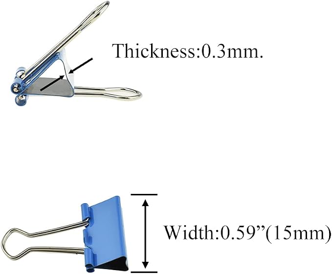 HAHIYO Binder Clips Paper Clamps Spring Steel Sturdy Mini 0.59 inches Width - Image 2