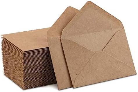 100 Pack Mini Kraft Envelopes, Small Gift Card & notes envelopes by PurpleQCrafts