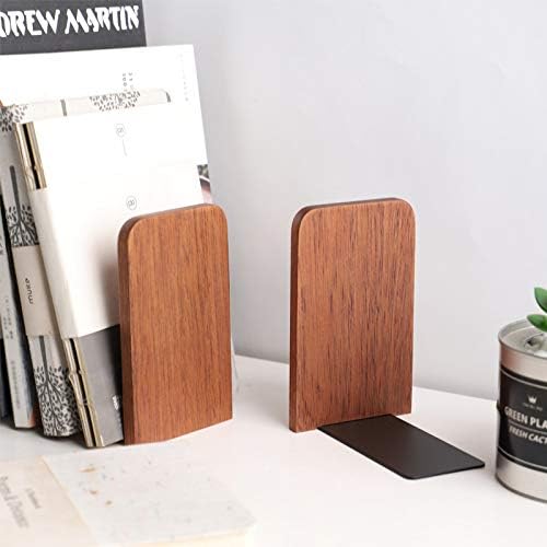 Muso Wood Book Ends for Shelves, Non-Slip Bookends, Heavy Duty Wooden Bookend - Image 5