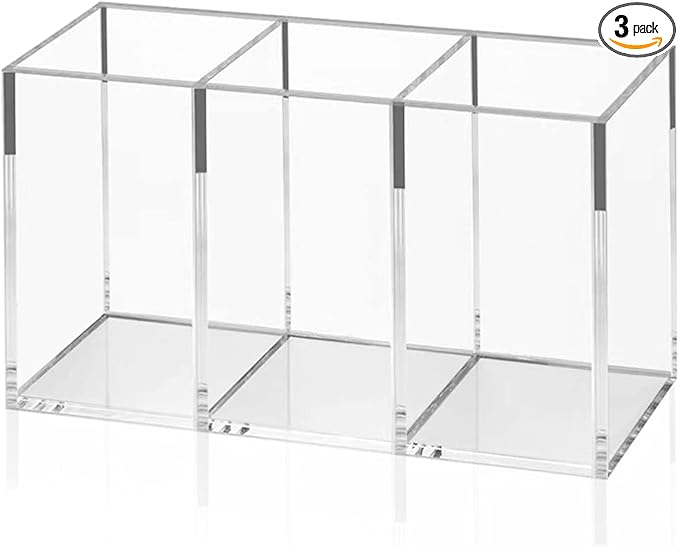 NIUBEE Acrylic Pen Holder 3 Compartments by NIUBEE