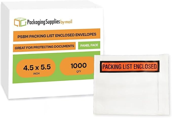 PSBM 1000 PCS 4.5 x 5.5 Inch Orange Panel Face Packing List Enclosed Envelopes - Image 5