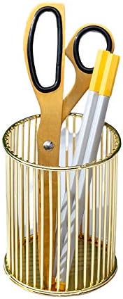 HSYMQ Gold Metal Pen Holder for Desk, Makeup Brushes Cup, Pencil Holders - Image 8