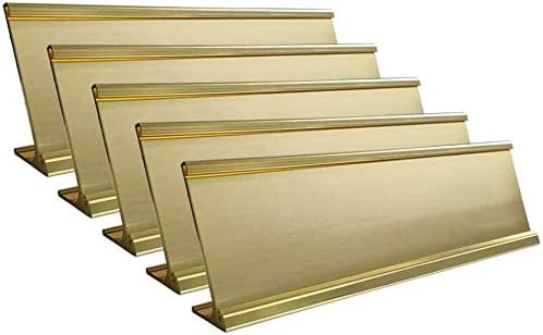 2" x 10" Aluminum NamePlate Desk Holder 5 Pack Yellow Gold | Office Business by Icomecn