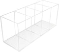 QPEY Acrylic Pen Holder 4 Compartments, Cosmetic Brush Storage Box by QPEY