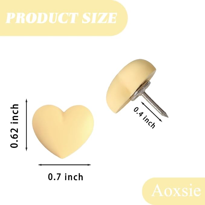 28pcs Decorative Cute Push Pins Heart Yellow Thumbtacks Thumb Tacks Pushpins - Image 2